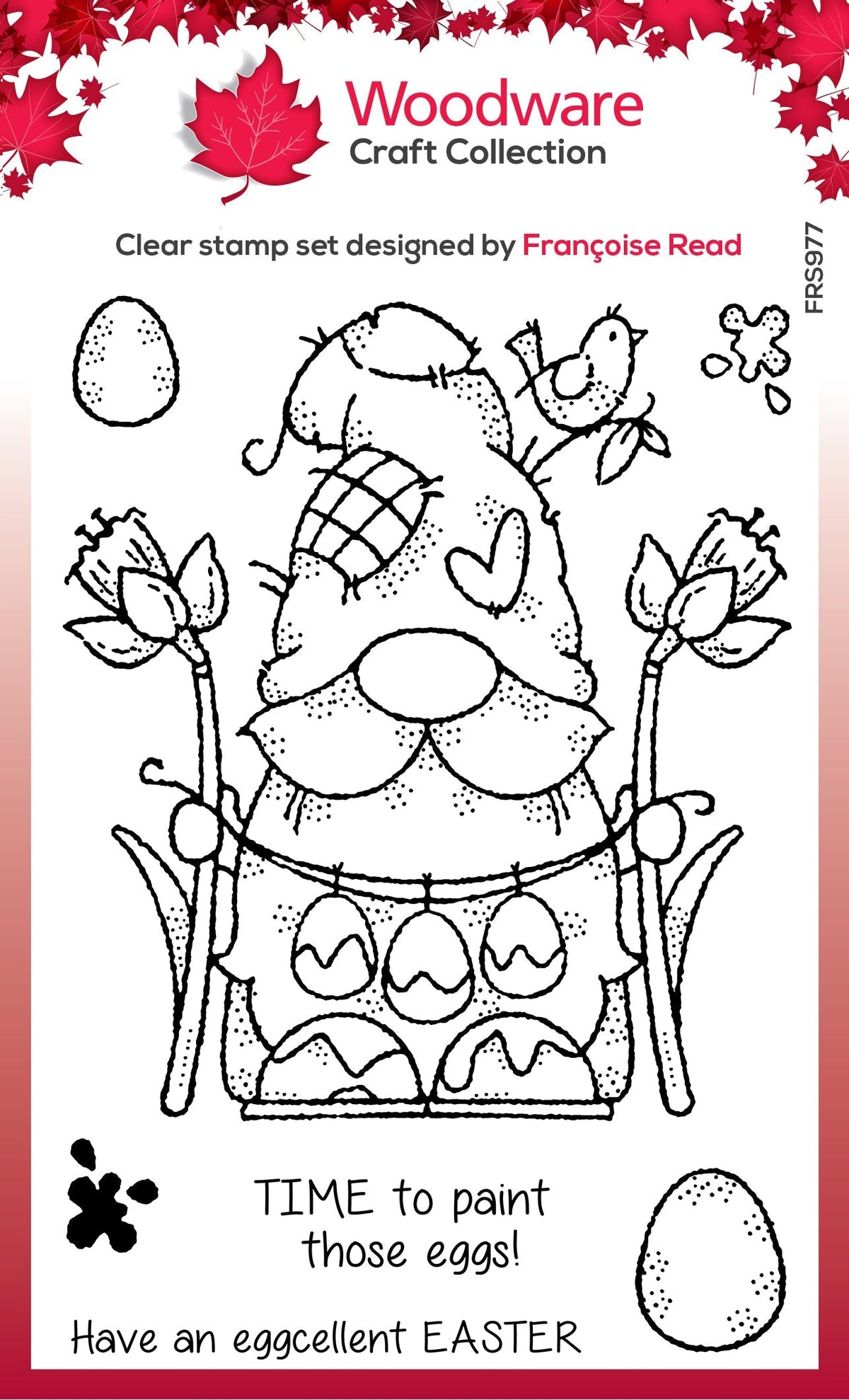 Woodware Clear Singles Egg Painting Gnome 4 in x 6 in Stamp-1