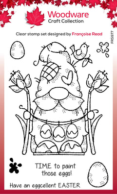 Woodware Clear Singles Egg Painting Gnome 4 in x 6 in Stamp-1