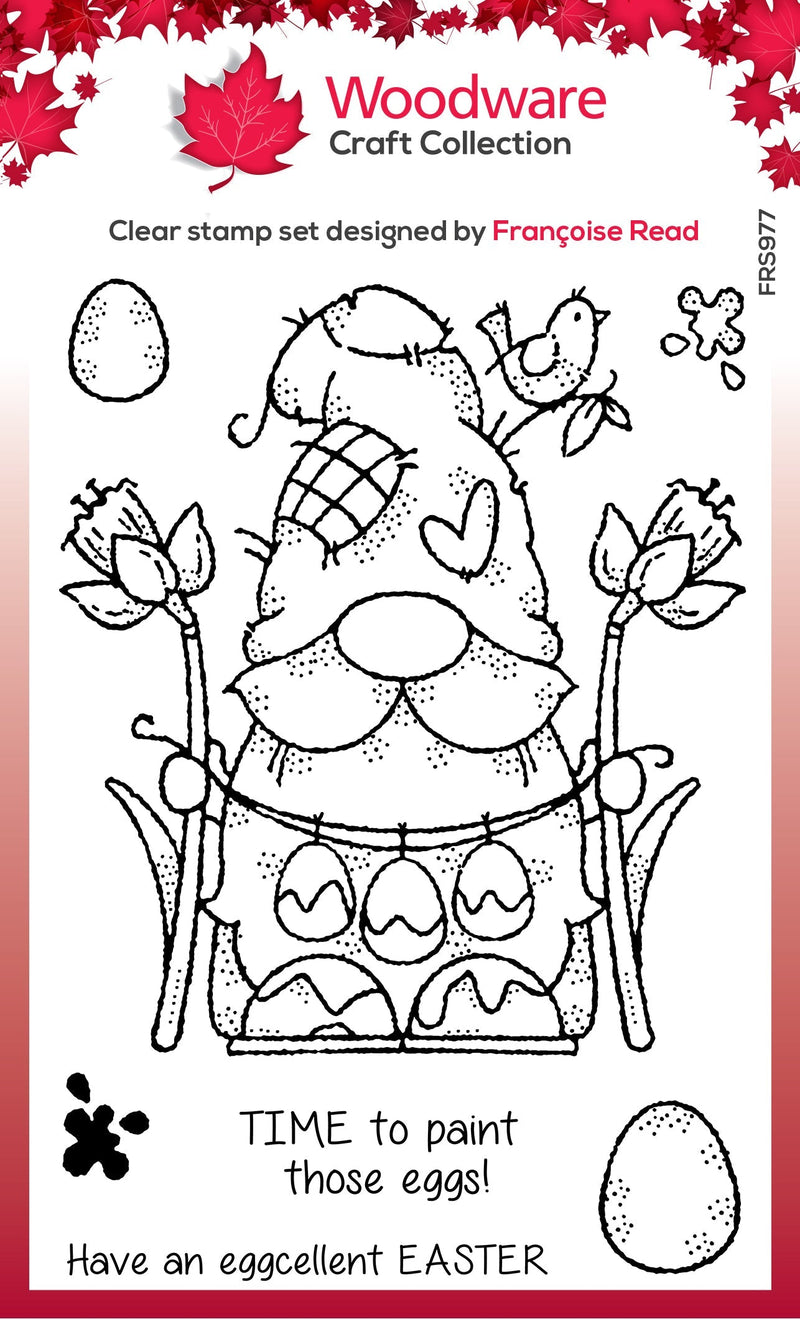 Woodware Clear Singles Egg Painting Gnome 4 in x 6 in Stamp-1