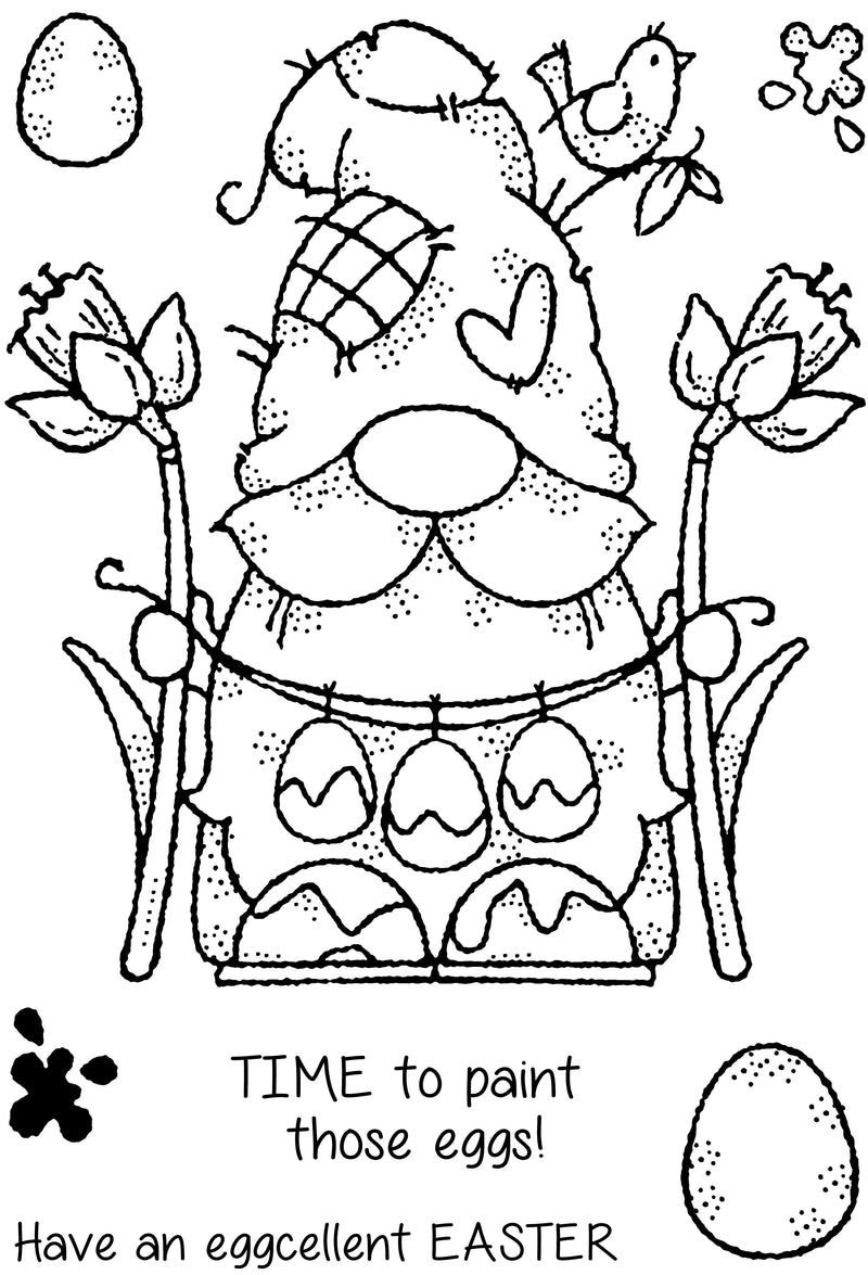 Woodware Clear Singles Egg Painting Gnome 4 in x 6 in Stamp-7