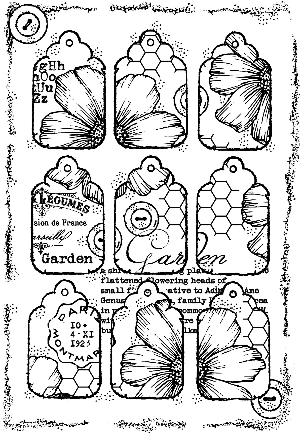 Woodware Clear Singles Nine Tags 4 in x 6 in Stamp-5