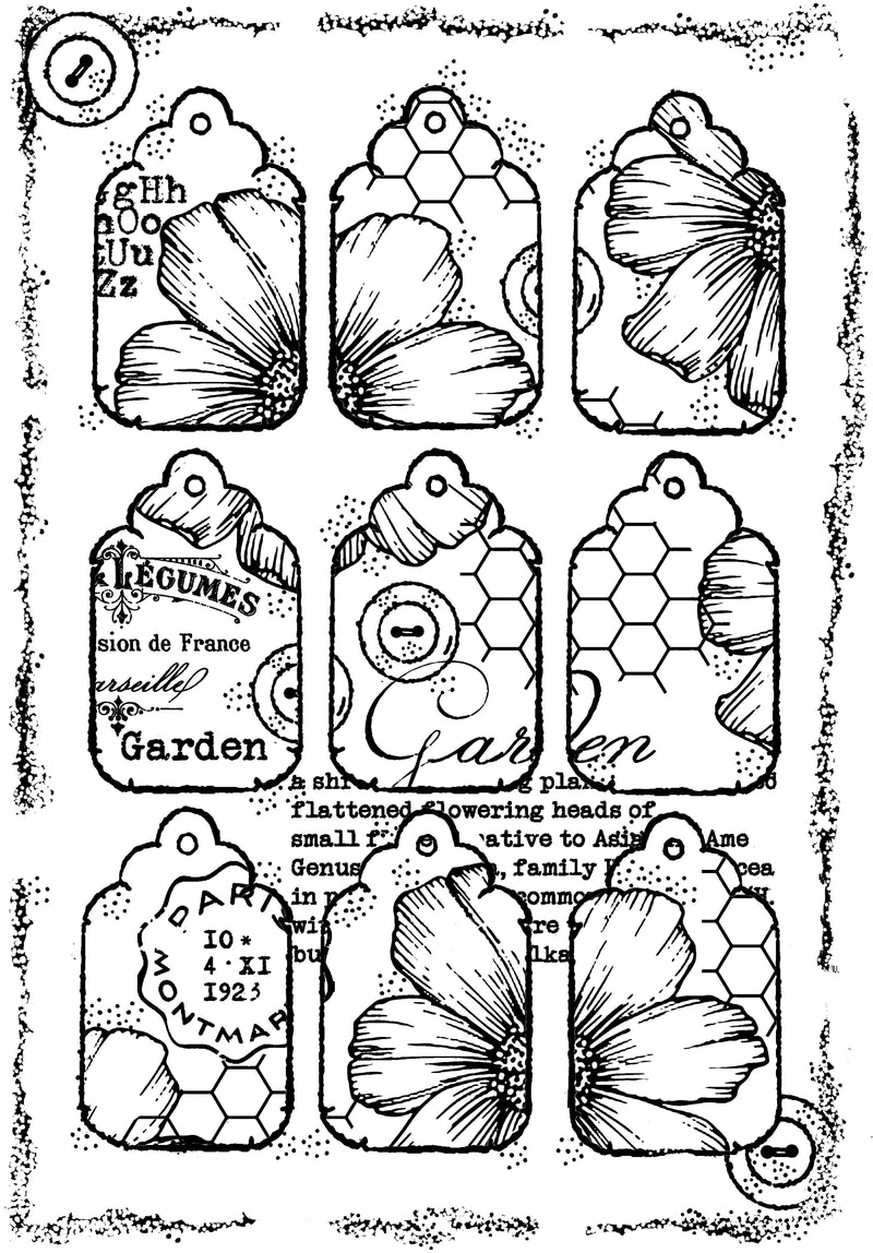 Woodware Clear Singles Nine Tags 4 in x 6 in Stamp-5