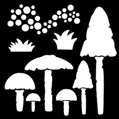 Woodware Mushrooms 6 in x 6 in Stencil-5