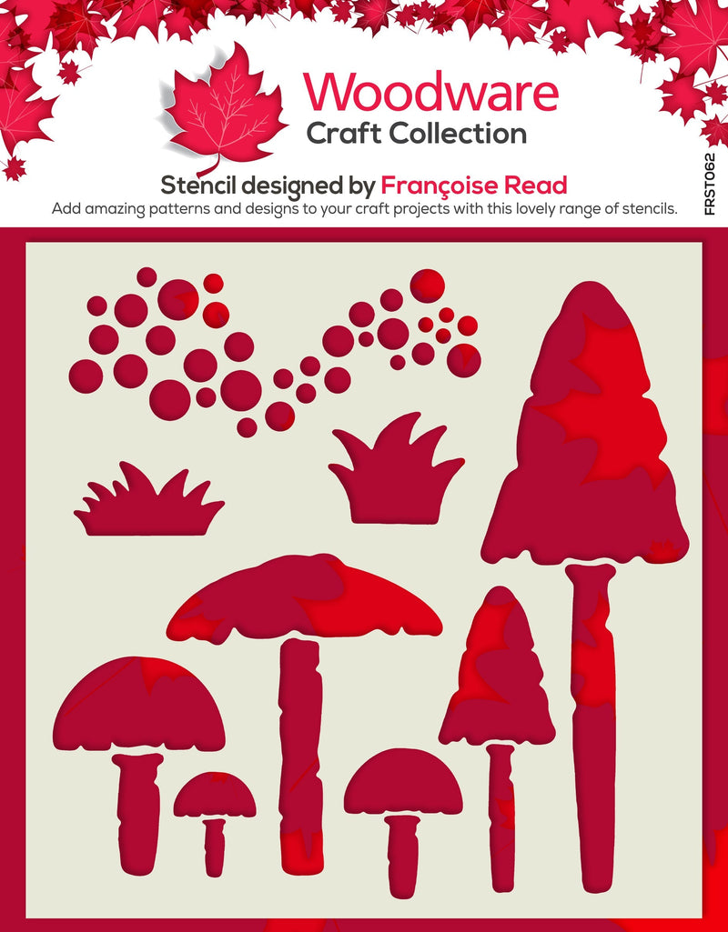 Woodware Mushrooms 6 in x 6 in Stencil-1
