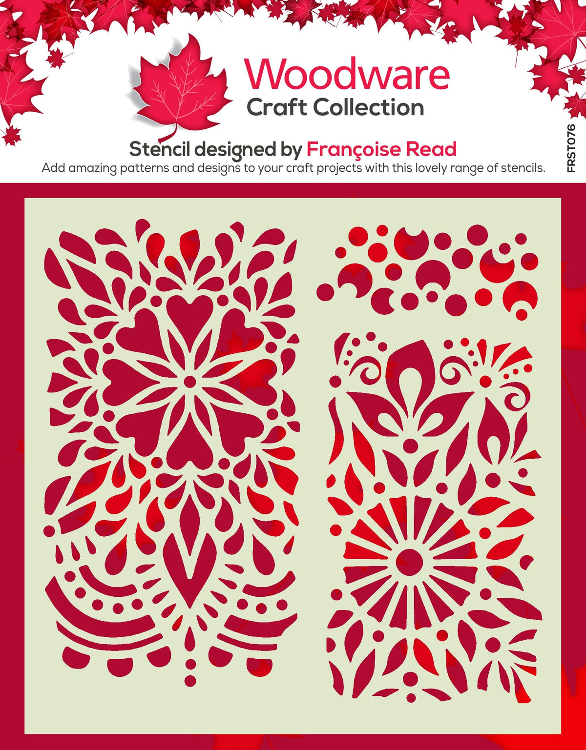 Woodware Floral Panels 6 in x 6 in Stencil-1