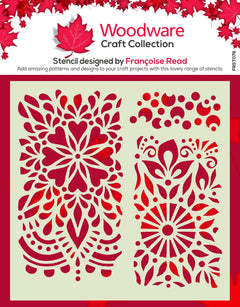 Woodware Floral Panels 6 in x 6 in Stencil-1