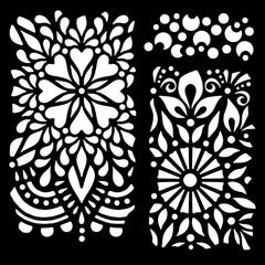 Woodware Floral Panels 6 in x 6 in Stencil-2