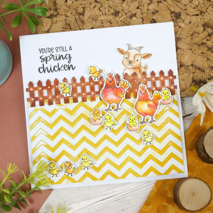 For the Love of Stamps - Cheery Cow & Chickens-5