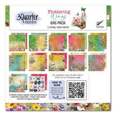 3Quarter Designs Fluttering Wings, Pack de papiers 15x15 cm-1