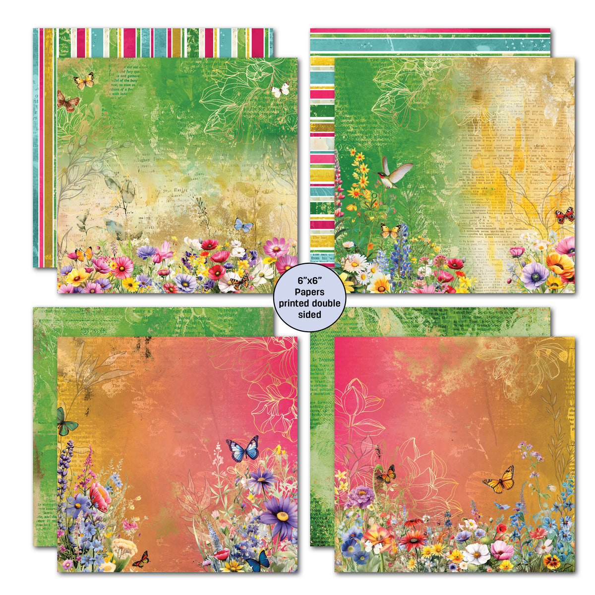 3Quarter Designs Fluttering Wings, Pack de papiers 15x15 cm-2