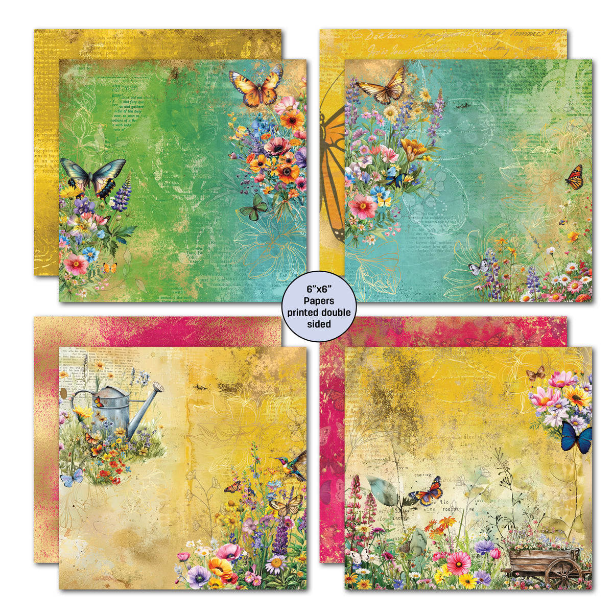 3Quarter Designs Fluttering Wings, Pack de papiers 15x15 cm-3