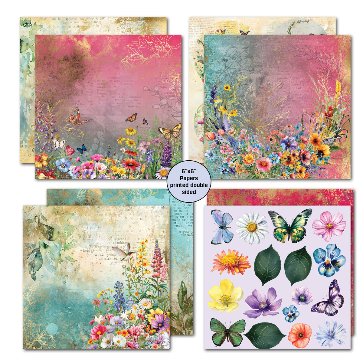 3Quarter Designs Fluttering Wings, Pack de papiers 15x15 cm-4