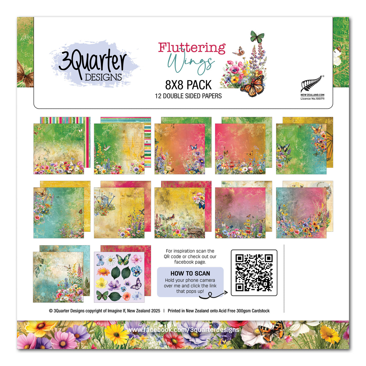 3Quarter Designs Fluttering Wings 8x8 Paper Pack-1