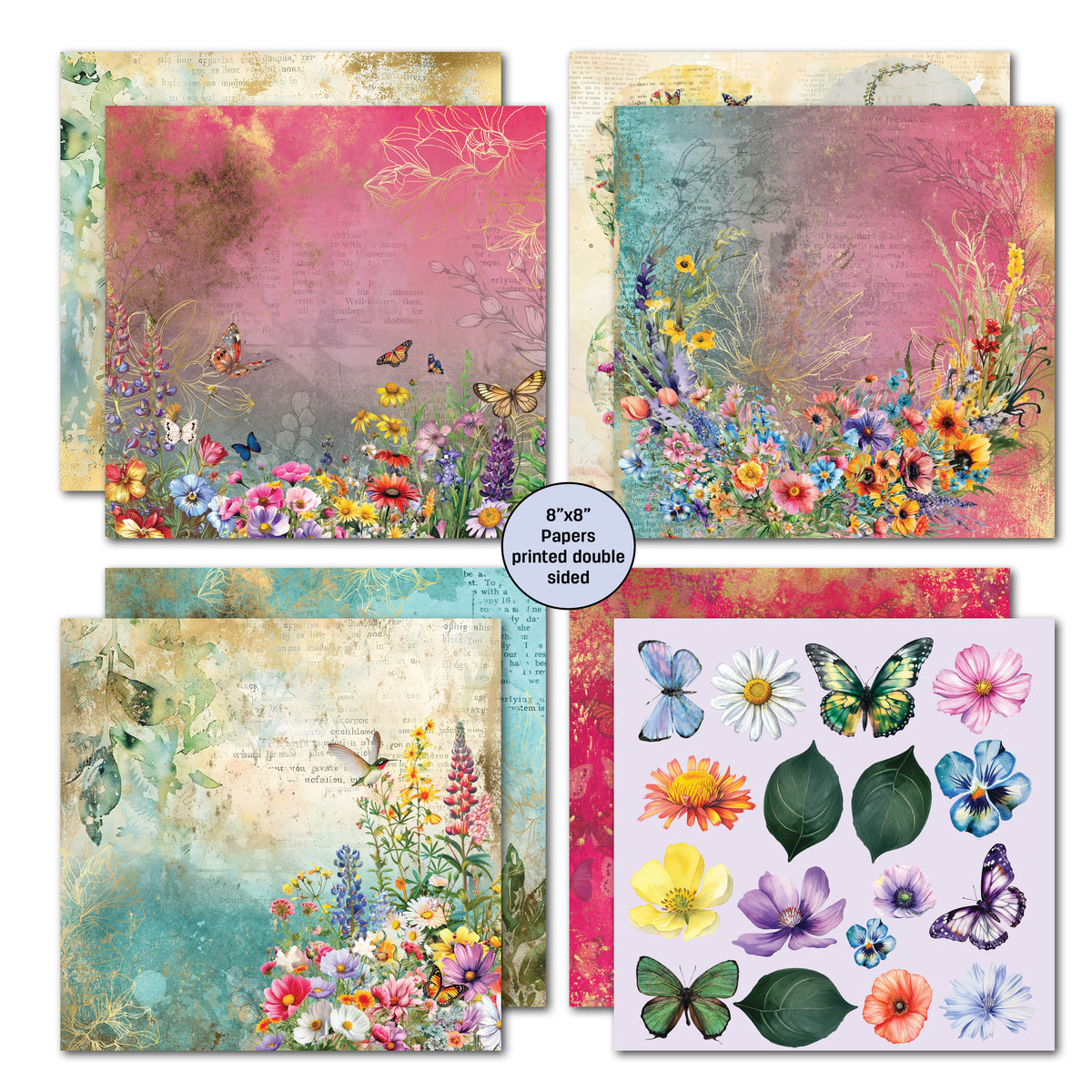 3Quarter Designs Fluttering Wings 8x8 Paper Pack-4