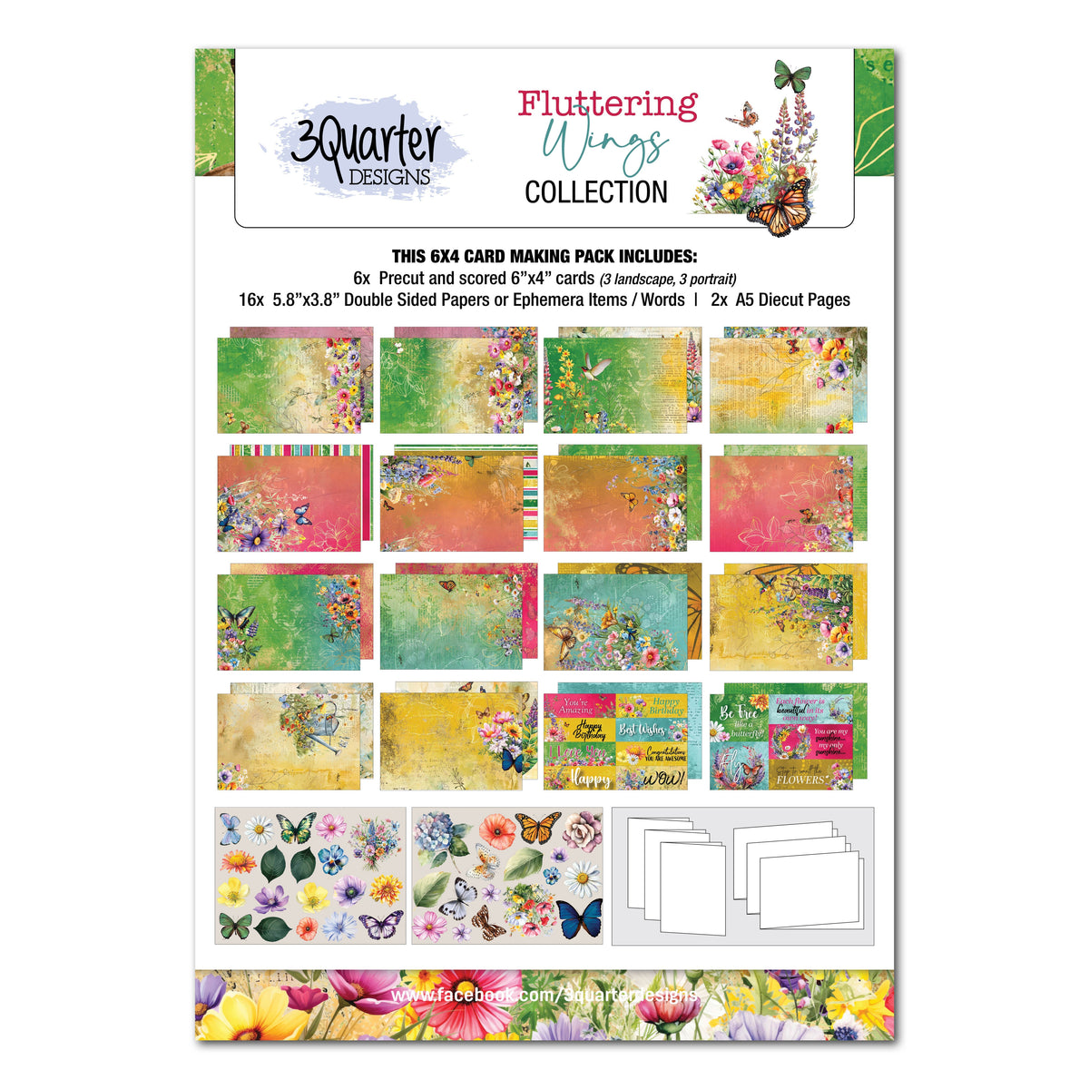 Pack de cartes 3Quarter Designs Fluttering Wings 6x4-1