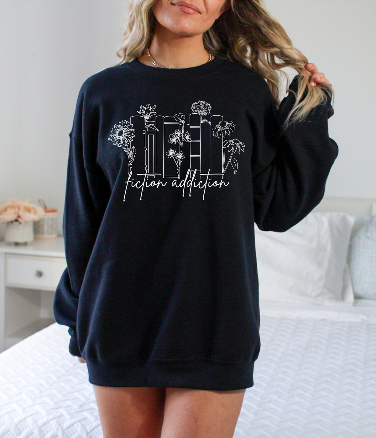 Fiction Addiction Unisex Crewneck Sweatshirt | Bookish Apparel-2