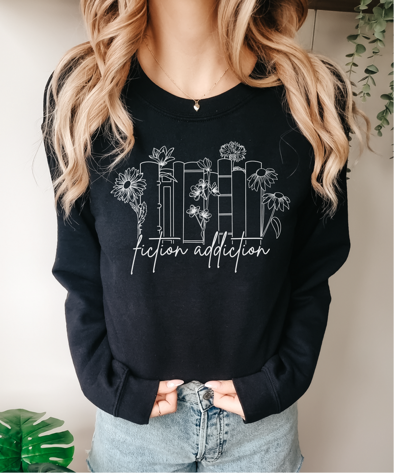 Fiction Addiction Unisex Crewneck Sweatshirt | Bookish Apparel-1