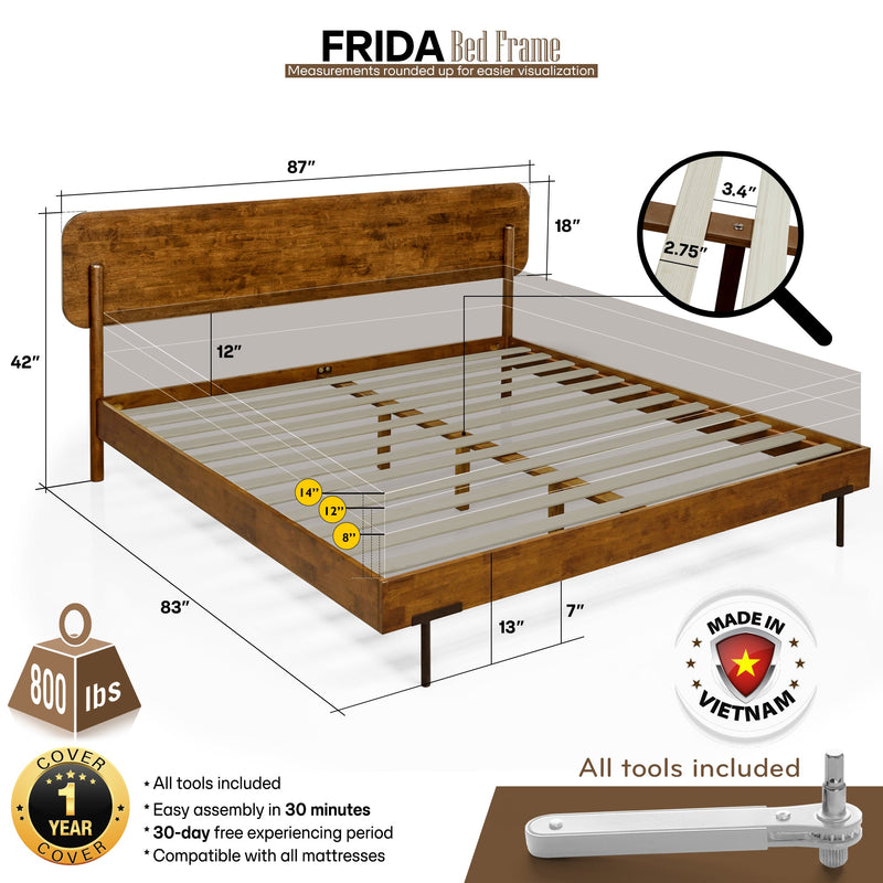 Frida Solid Wood Bed Frame-12