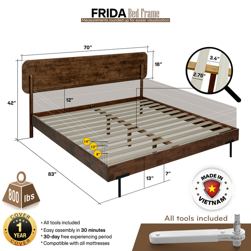 Frida Solid Wood Bed Frame-26