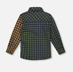 Long Sleeve Flannel Shirt | Yellow And Green Plaid | Deux Par Deux-2