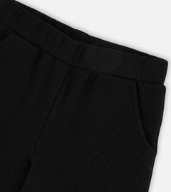 Waffle Flare Leg Pant | Black | Deux Par Deux-2
