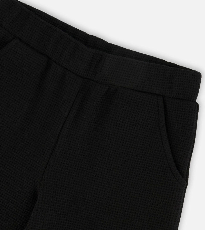 Waffle Flare Leg Pant | Black | Deux Par Deux-2
