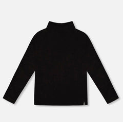 Super Soft Ribbed Mock Neck Top | Black | Deux Par Deux-1