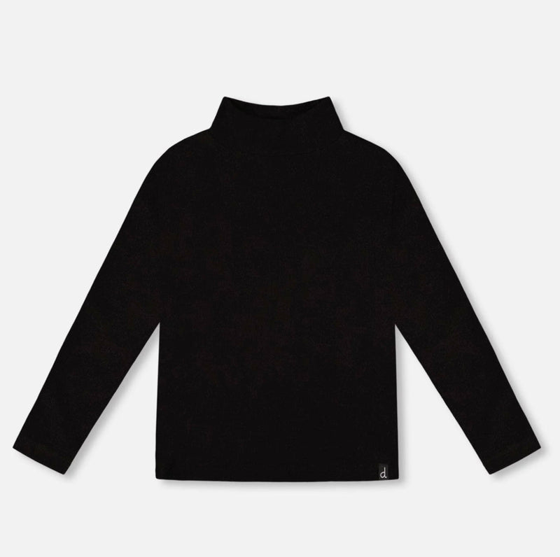 Super Soft Ribbed Mock Neck Top | Black | Deux Par Deux-1