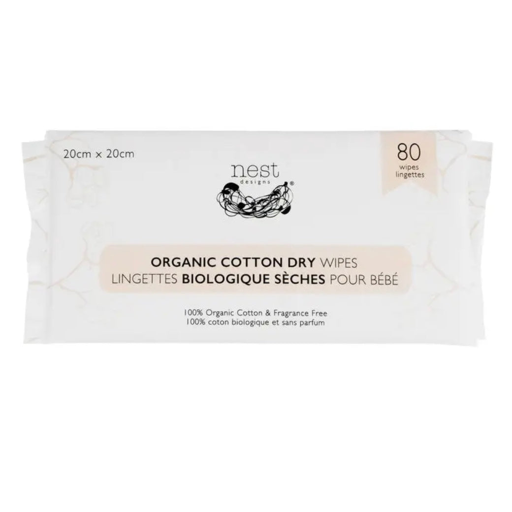 100% Organic Cotton Dry Wipes (80 wipes) | Fragrance Free | Nest Designs-1