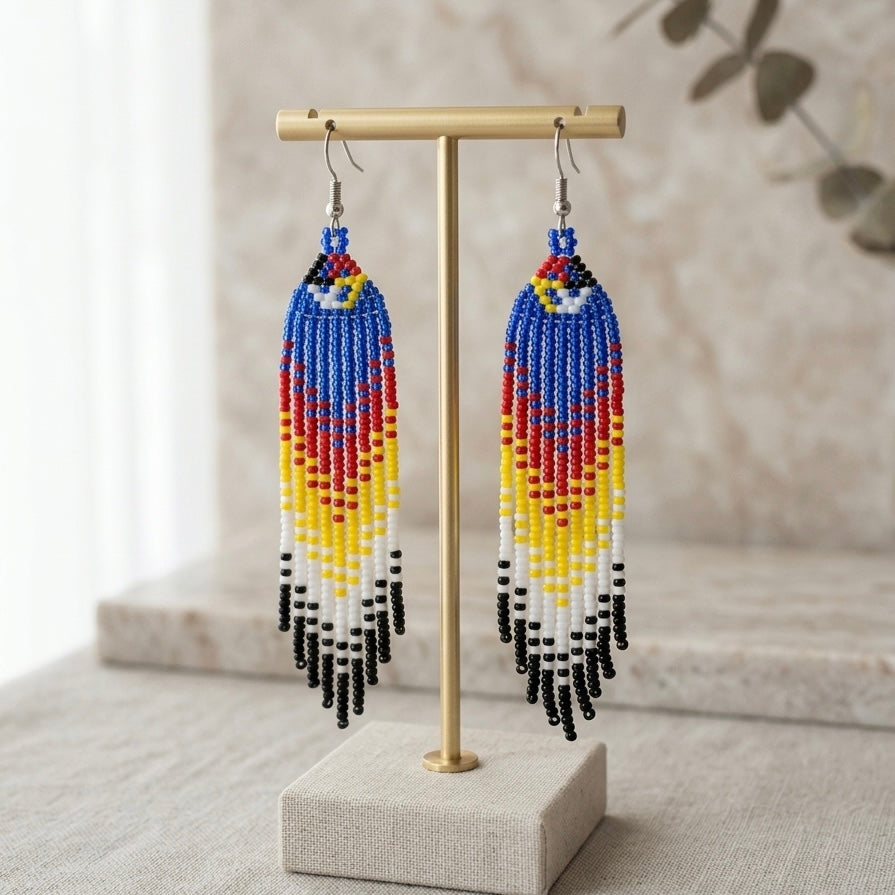 Shine beads Blue Firebird Spirit Beaded Earrings