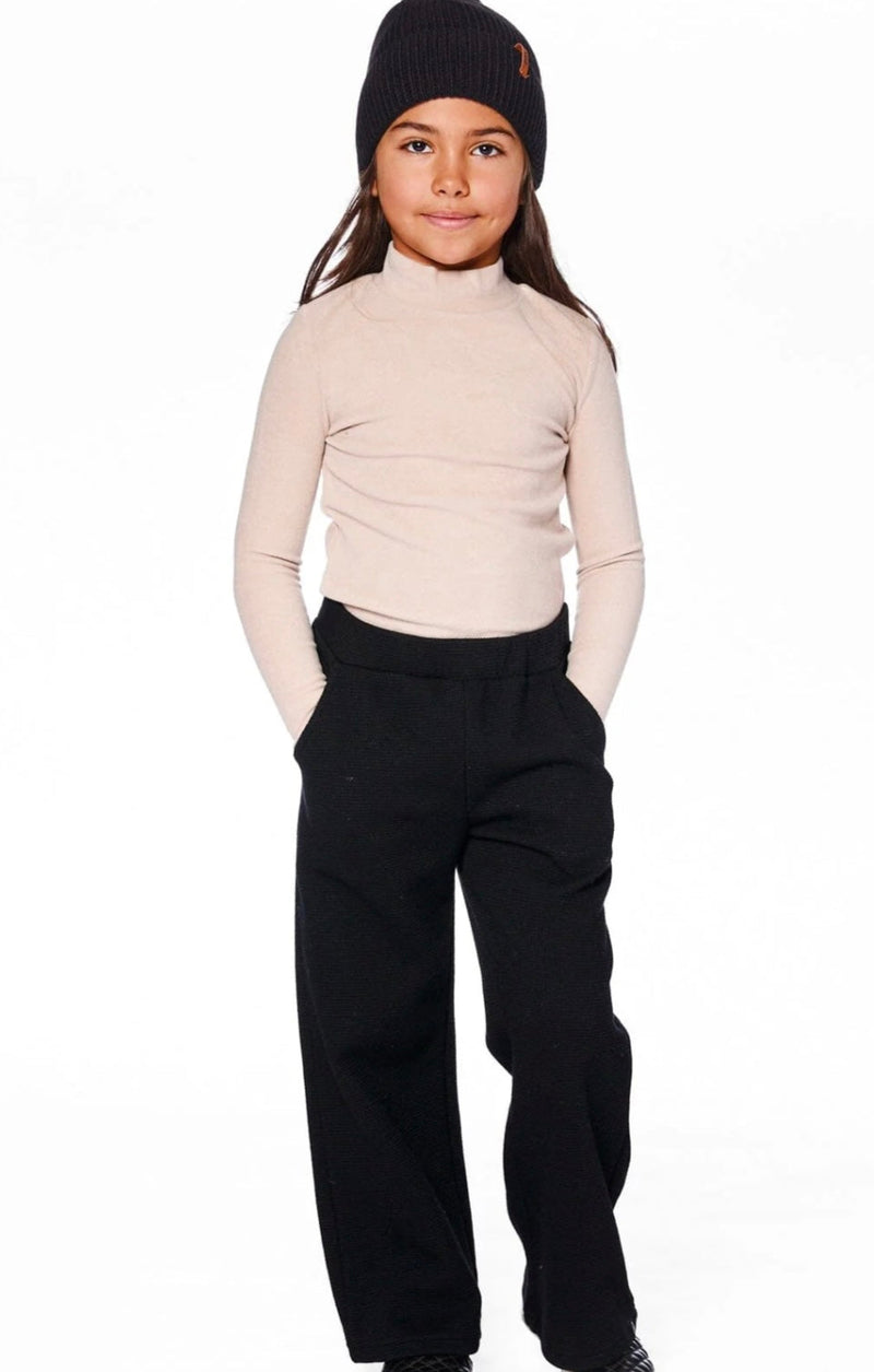 Waffle Flare Leg Pant | Black | Deux Par Deux-3