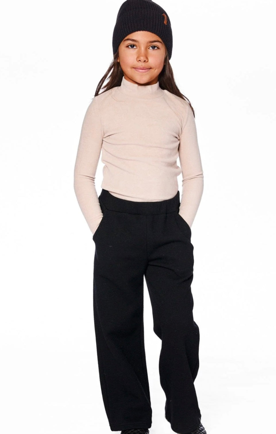 Waffle Flare Leg Pant | Black | Deux Par Deux-3