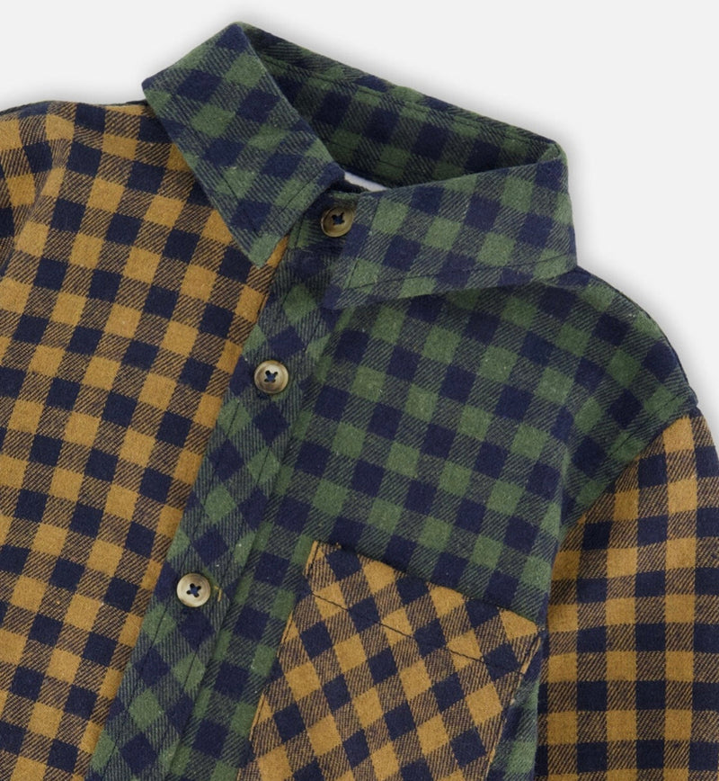Long Sleeve Flannel Shirt | Yellow And Green Plaid | Deux Par Deux-3