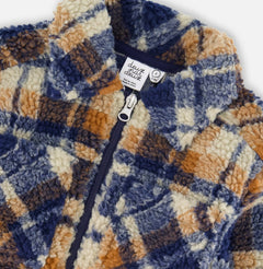 Sherpa Over-shirt  | Navy & Brown Plaid | Deux Par Deux-4