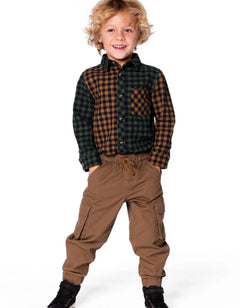 Long Sleeve Flannel Shirt | Yellow And Green Plaid | Deux Par Deux-4