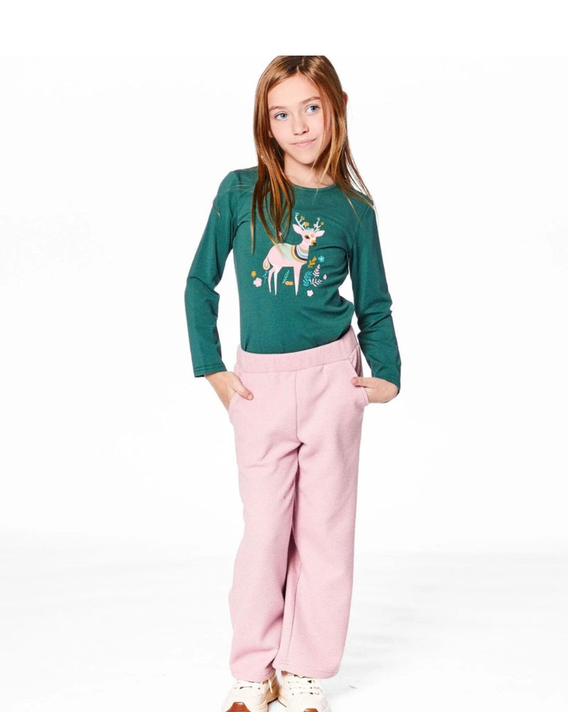 Waffle Flare Leg Pant | Pink | Deux Par Deux-1