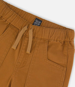 Twill Jogger Pants With Patch Pockets | Brown | Deux Par Deux-3
