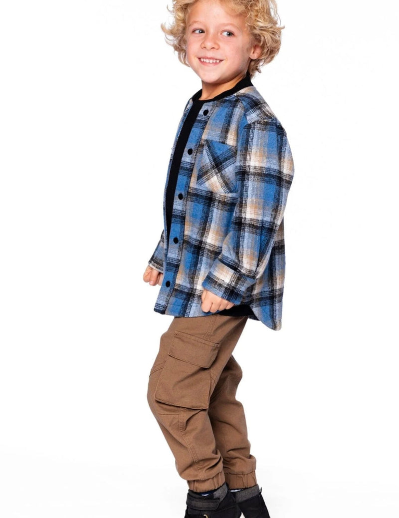 Brushed Plaid Shirt | Black & Blue | Deux Par Deux-4