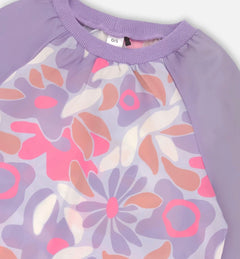 School Apron | Lilac Retro Flower Print | Deux Par Deux-3