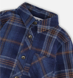 Long Sleeve Flannel Shirt | Blue And Brown Plaid | Deux Par Deux-3