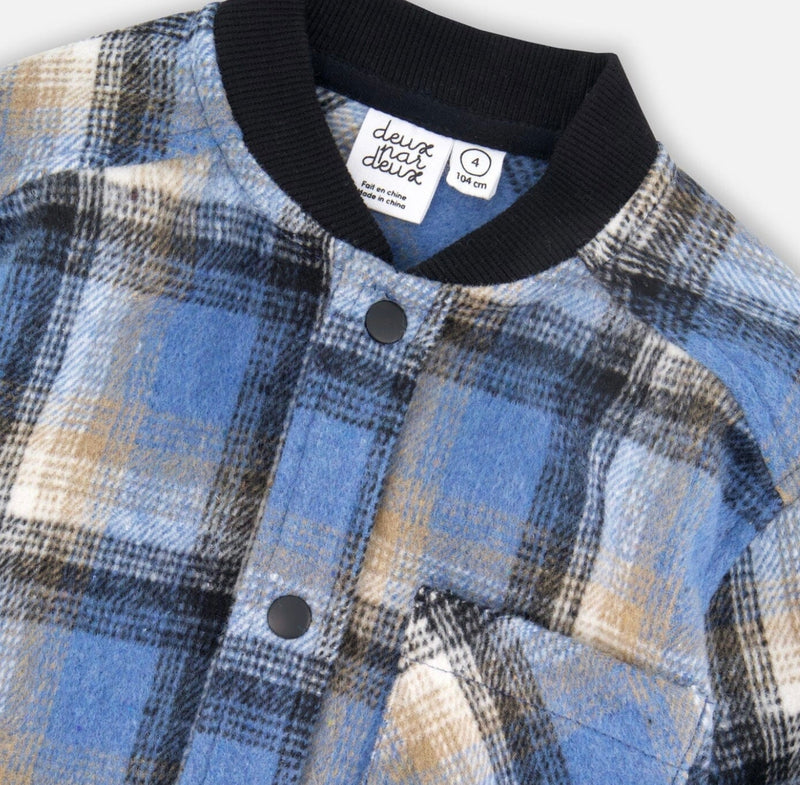 Brushed Plaid Shirt | Black & Blue | Deux Par Deux-3