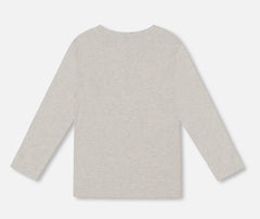Organic Cotton Jersey Pocket T-Shirt | Heather Beige Grey | Deux Par Deux-2