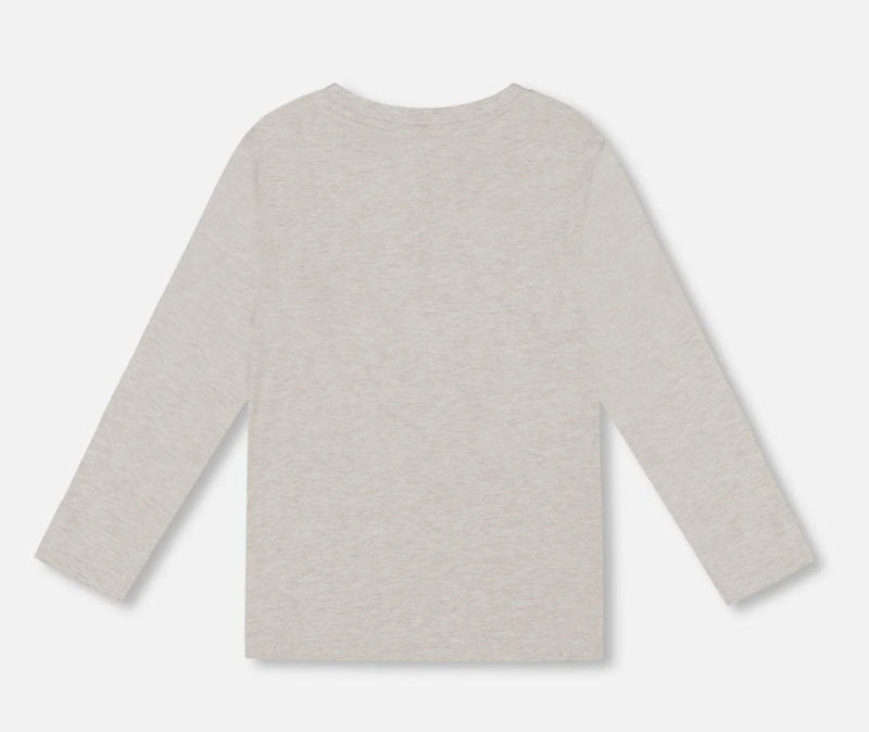 Organic Cotton Jersey Pocket T-Shirt | Heather Beige Grey | Deux Par Deux-2