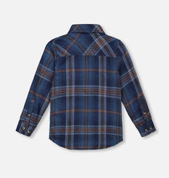 Long Sleeve Flannel Shirt | Blue And Brown Plaid | Deux Par Deux-2