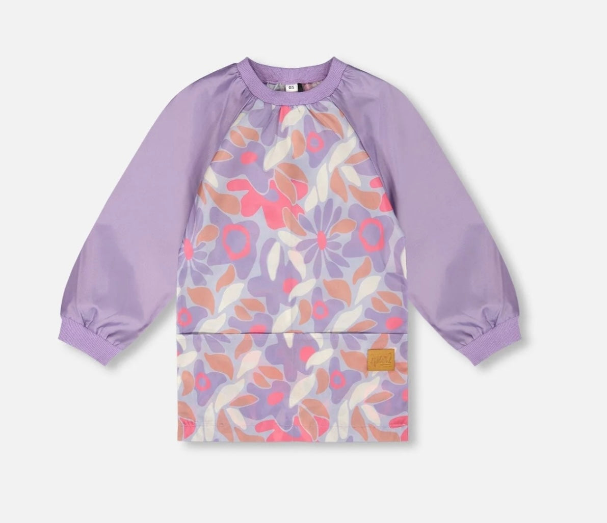 School Apron | Lilac Retro Flower Print | Deux Par Deux-1