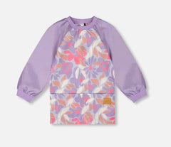 School Apron | Lilac Retro Flower Print | Deux Par Deux-1
