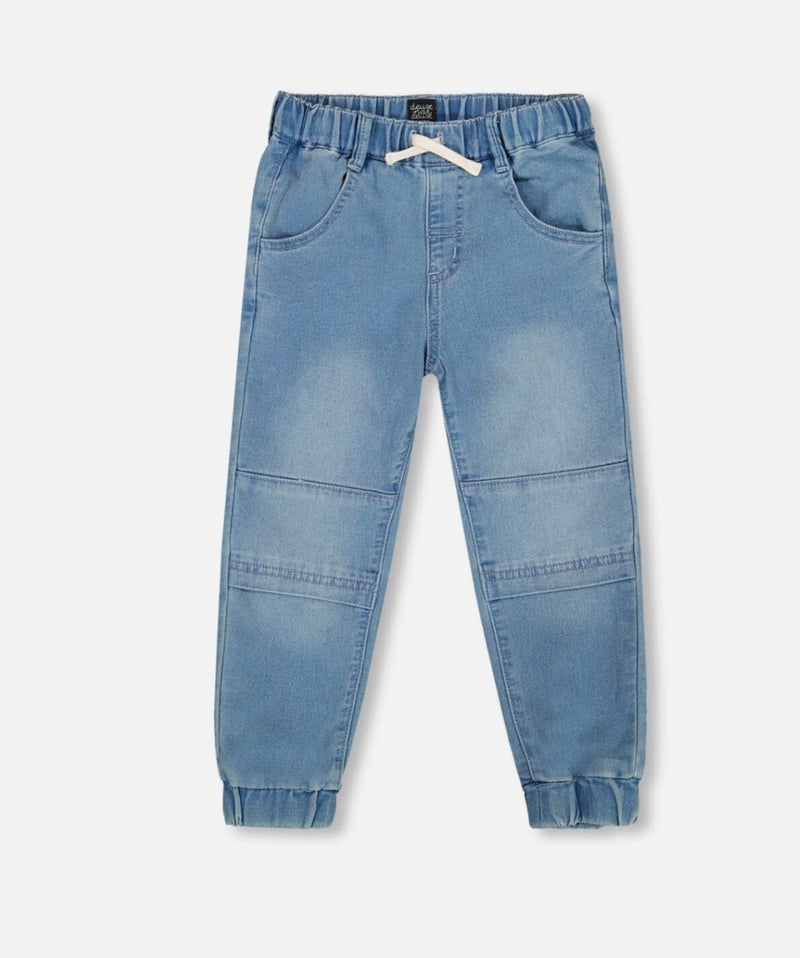 French Terry Jogger Pants | Light Blue Denim | Deux Par Deux-1