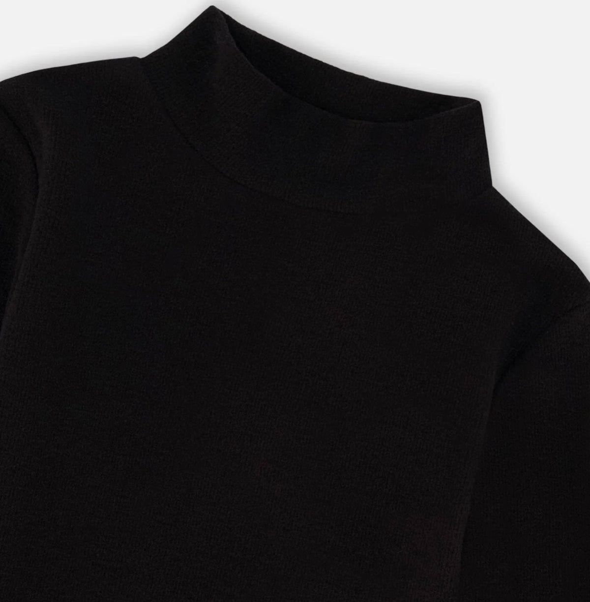 Super Soft Ribbed Mock Neck Top | Black | Deux Par Deux-2