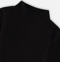 Super Soft Ribbed Mock Neck Top | Black | Deux Par Deux-2