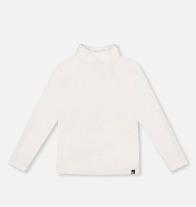 Super Soft Ribbed Mock Neck Top | White | Deux Par Deux-1